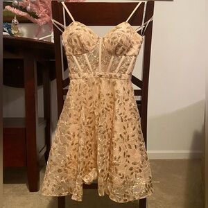 Camille La Vie Women’s size 00 - Rose Gold Sequin Flare Homecoming Dress